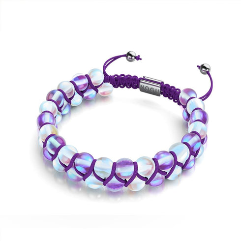 Arc-en-ciel violet | Argent | Bracelet Verre Double Galaxie